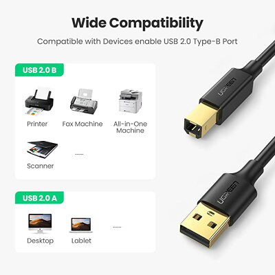 UGREEN USB 2.0 Printer Scanner Cable 1.5m 10350